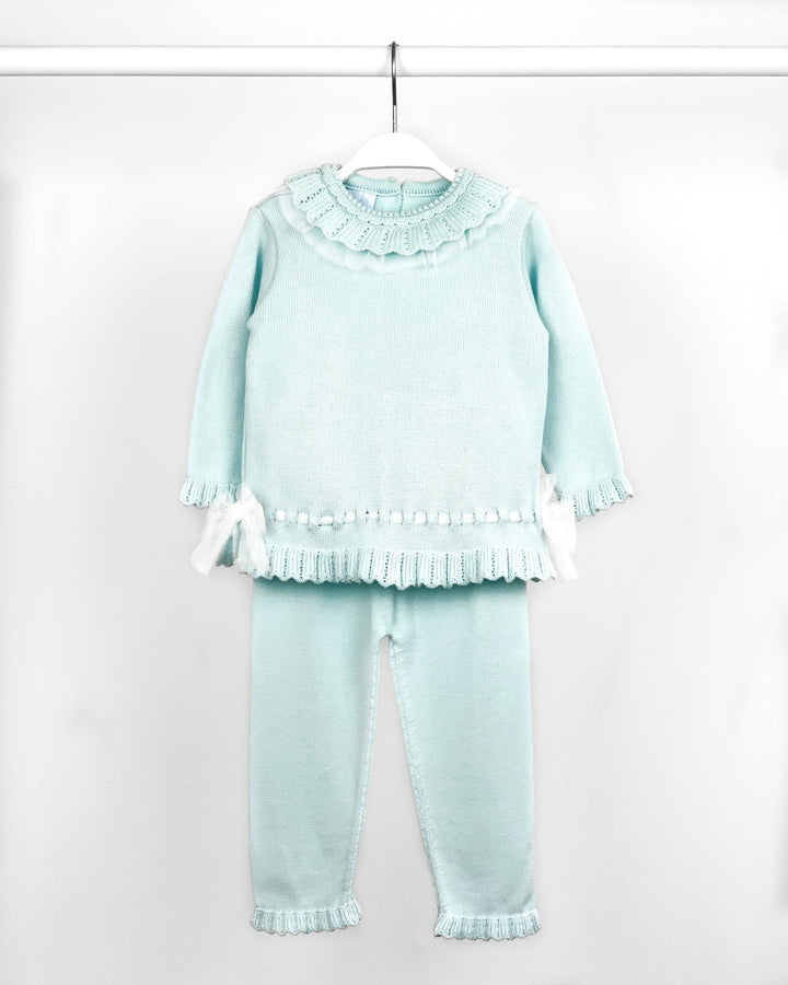 Granlei "Liliana" Mint Tulle Trim Knit Tracksuit | Millie and John