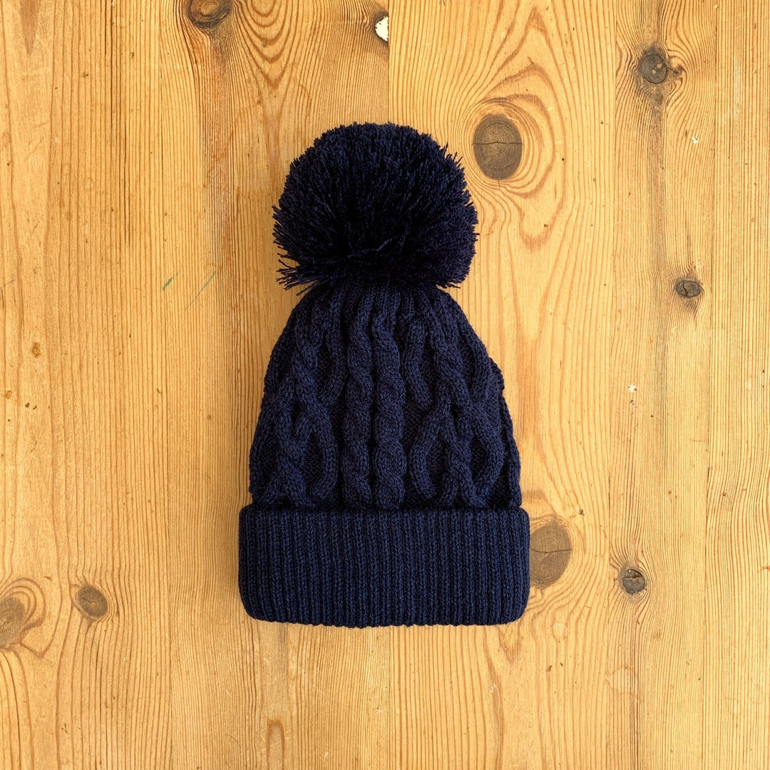 Little Nosh Cable Knit Pom Pom Hat - Millie and John