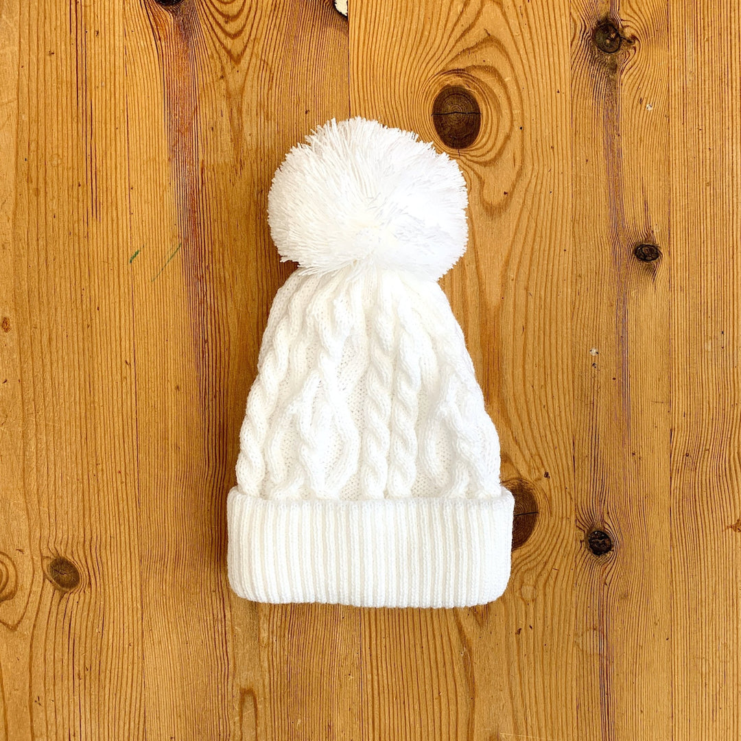 Little Nosh Cable Knit Pom Pom Hat - Millie and John