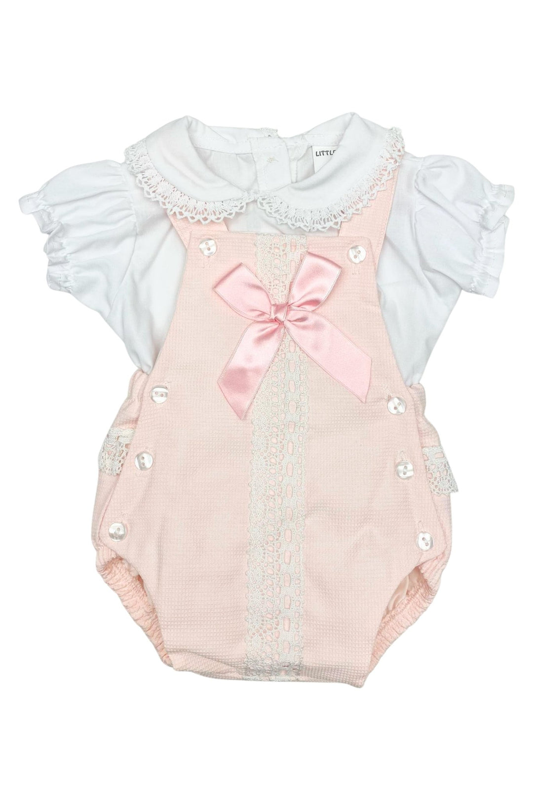 Little Nosh "Charlotte" Pink Dungaree Romper Set - Millie and John