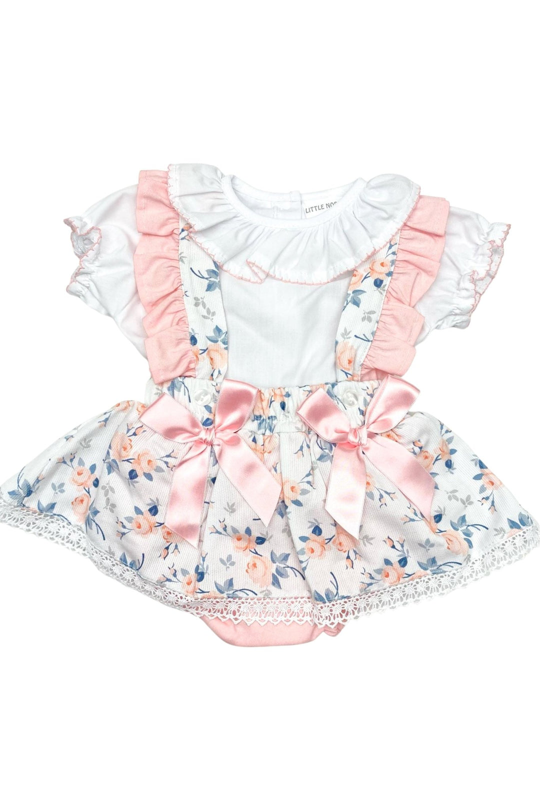 Little Nosh "Florence" Blouse & Peach Floral Bloomer Skirt - Millie and John