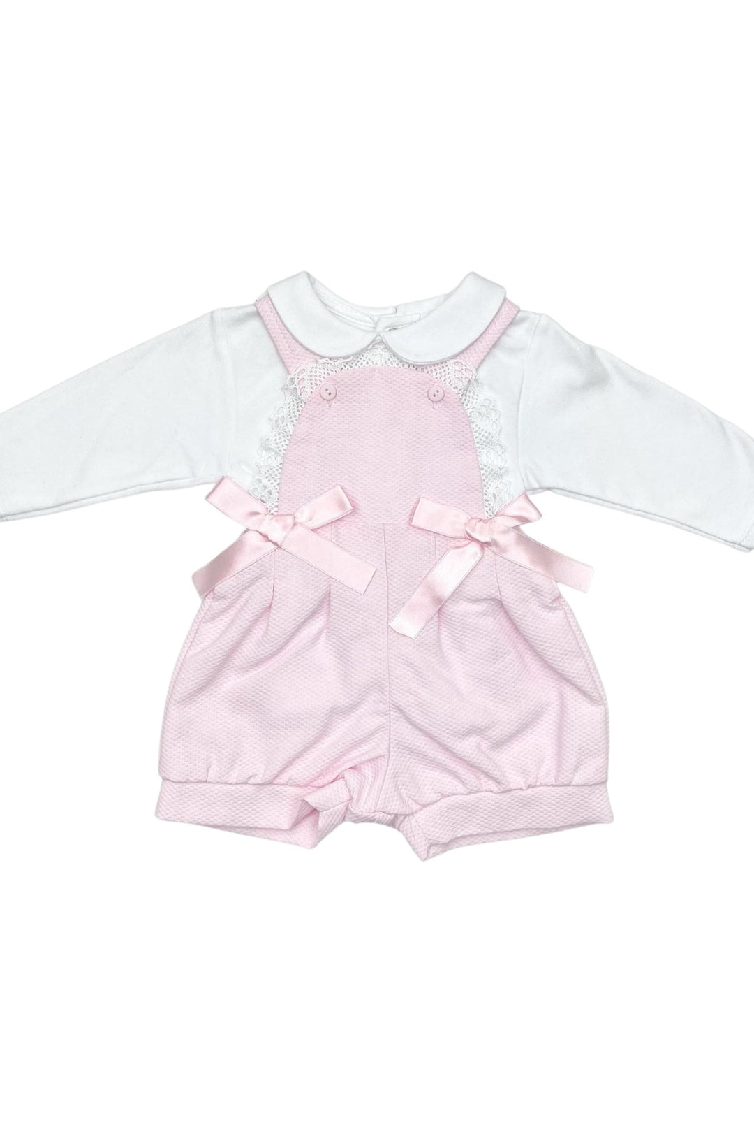 Little Nosh "Isla" Pink Bow Dungaree Set - Millie and John