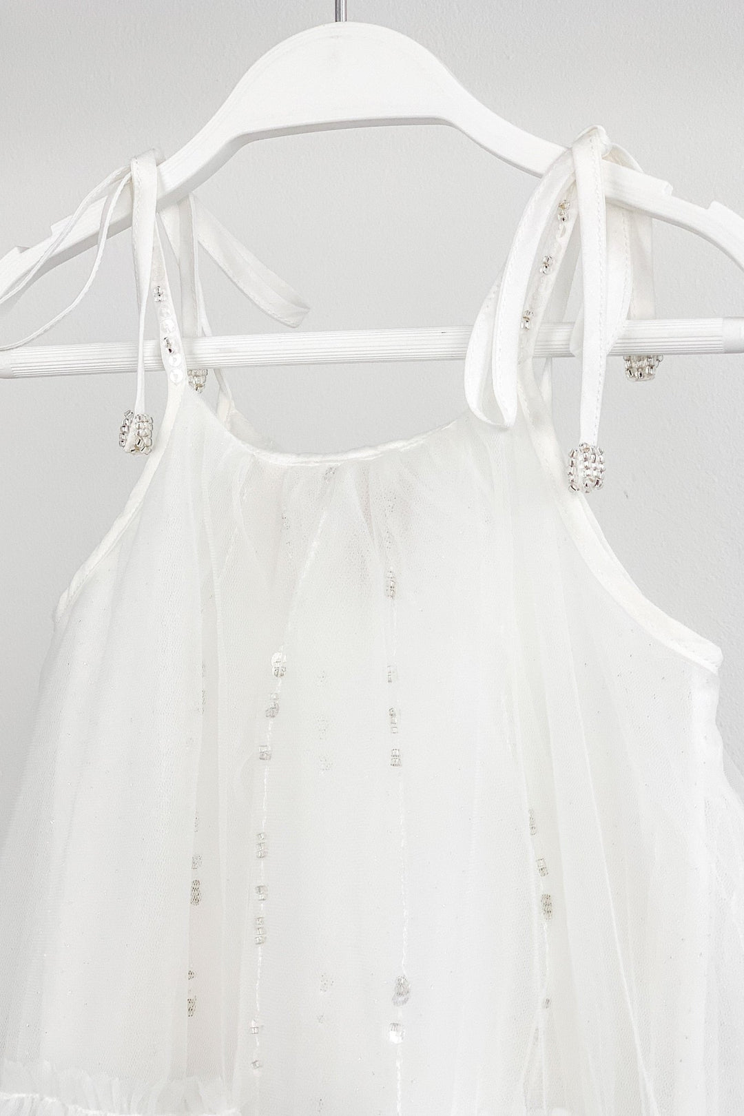 Luna Luna "Cici" White Beaded Tulle Dress - Millie and John