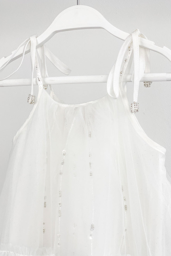 Luna Luna "Cici" White Beaded Tulle Dress - Millie and John