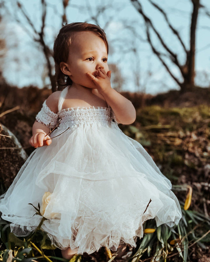 Luna Luna "Elise" White Beaded Sparkle Tulle Dress - Millie and John