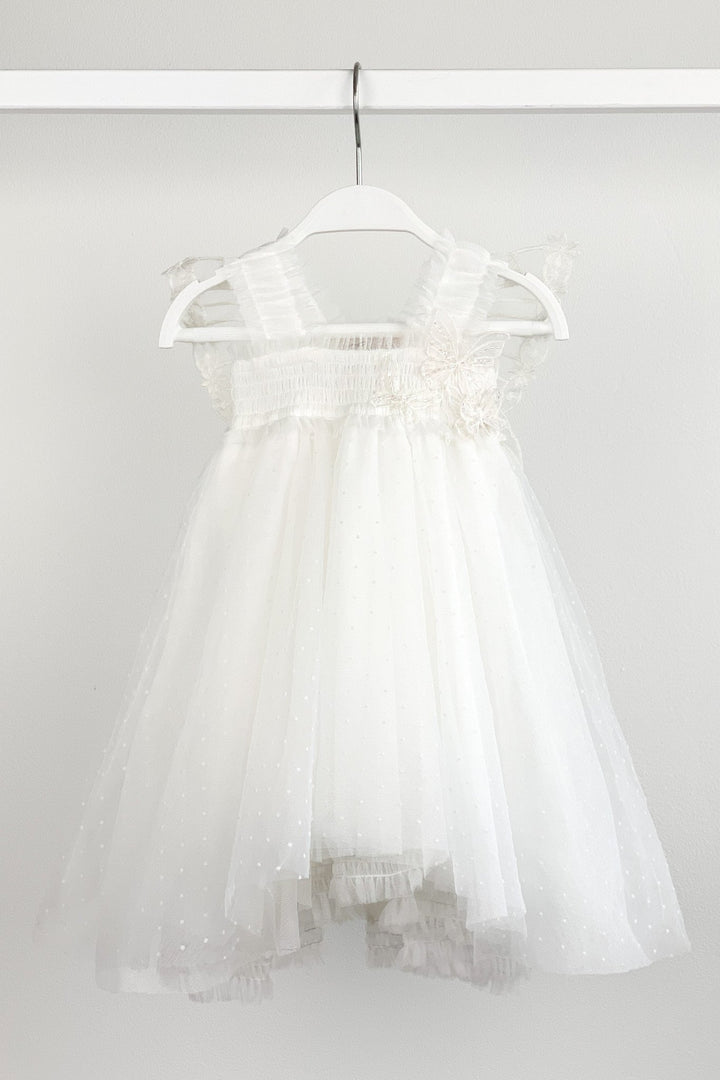 Luna Luna "Pippy" White Plumeti Dot Fairy Wing Dress - Millie and John