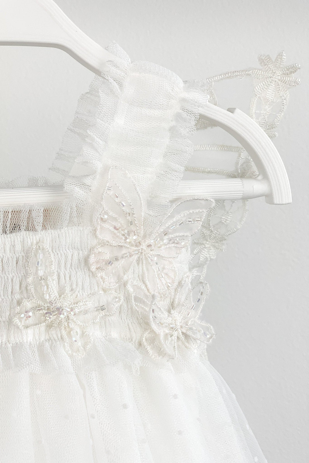 Luna Luna "Pippy" White Plumeti Dot Fairy Wing Dress - Millie and John