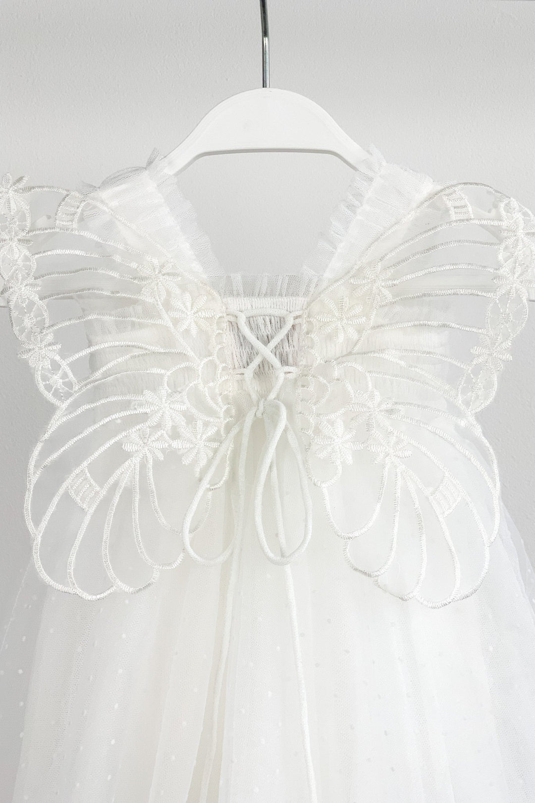 Luna Luna "Pippy" White Plumeti Dot Fairy Wing Dress - Millie and John