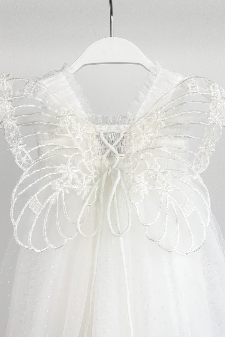 Luna Luna "Pippy" White Plumeti Dot Fairy Wing Dress - Millie and John