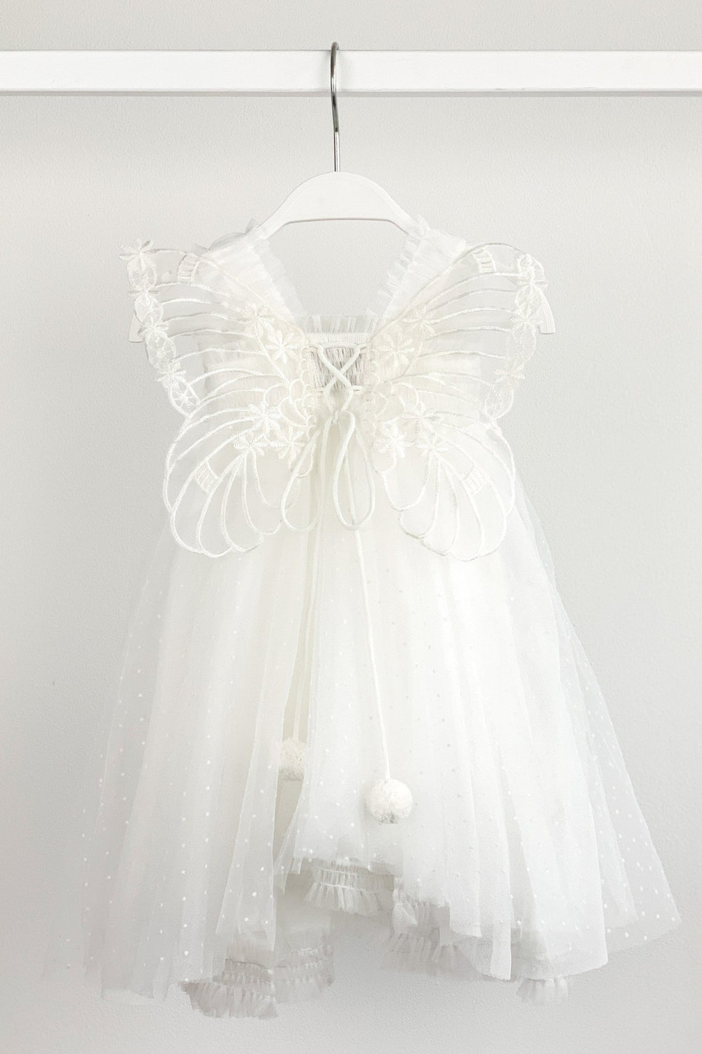 Luna Luna "Pippy" White Plumeti Dot Fairy Wing Dress - Millie and John