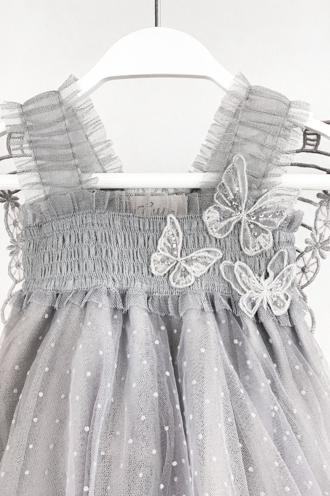 Luna Luna "Stormi" Grey Plumeti Dot Fairy Wing Dress - Millie and John