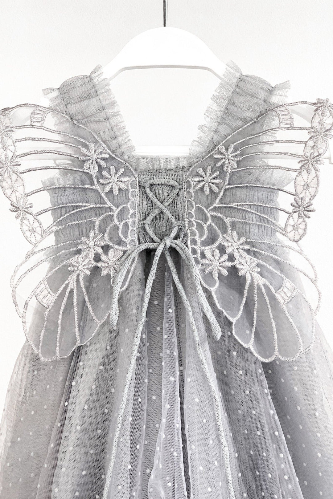 Luna Luna "Stormi" Grey Plumeti Dot Fairy Wing Dress - Millie and John