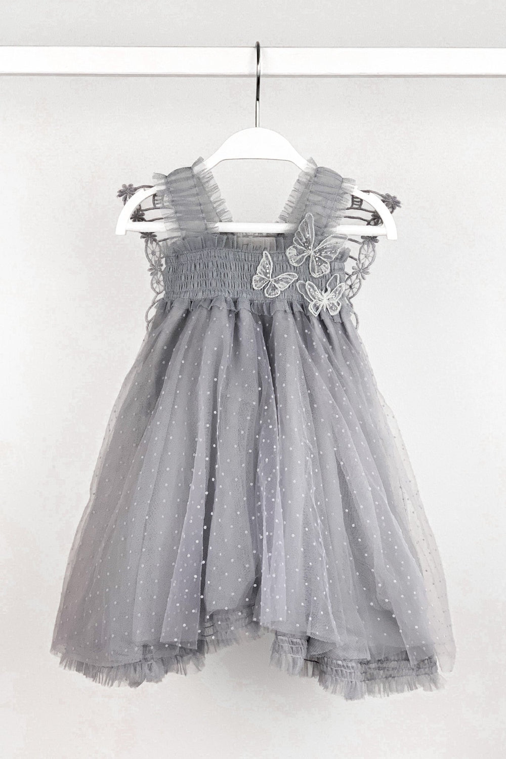 Luna Luna "Stormi" Grey Plumeti Dot Fairy Wing Dress - Millie and John