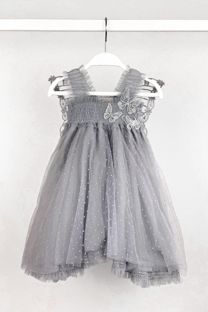 Luna Luna "Stormi" Grey Plumeti Dot Fairy Wing Dress - Millie and John