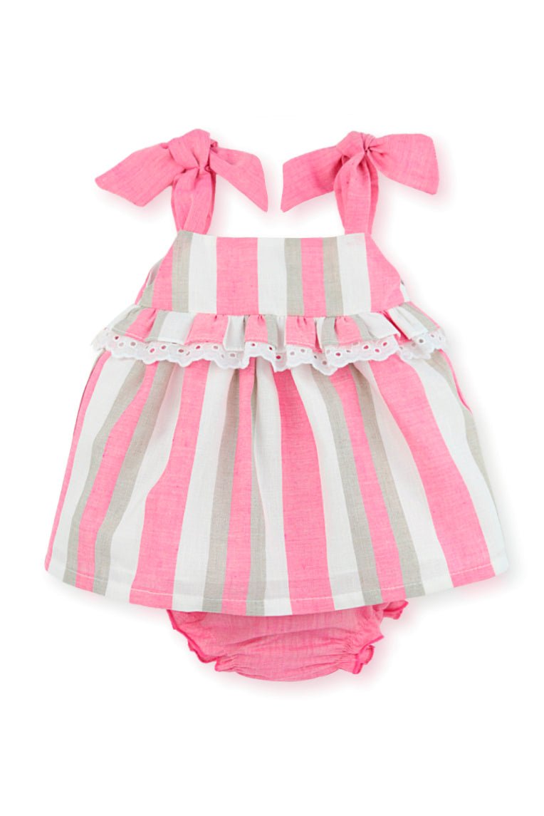 Mac Ilusión "Alessia" Striped Linen Dress & Bloomers - Millie and John