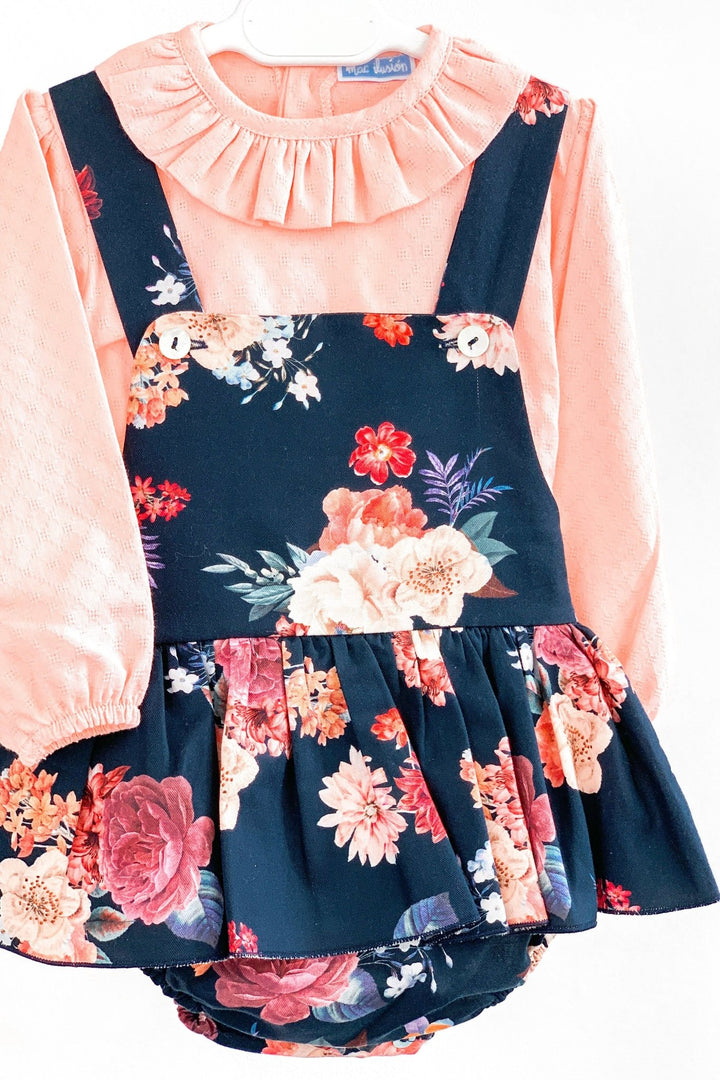 Mac Ilusión "Darcie" Blouse & Floral Tutu Dungaree Romper - Millie and John