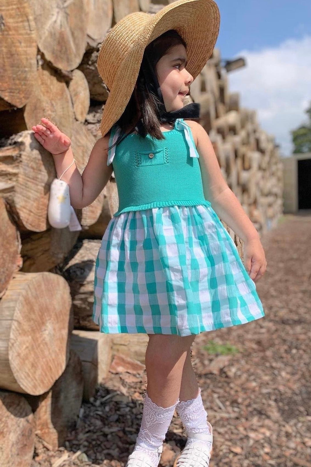 Mac Ilusión "Elowen" Half Knit Gingham Dress - Millie and John