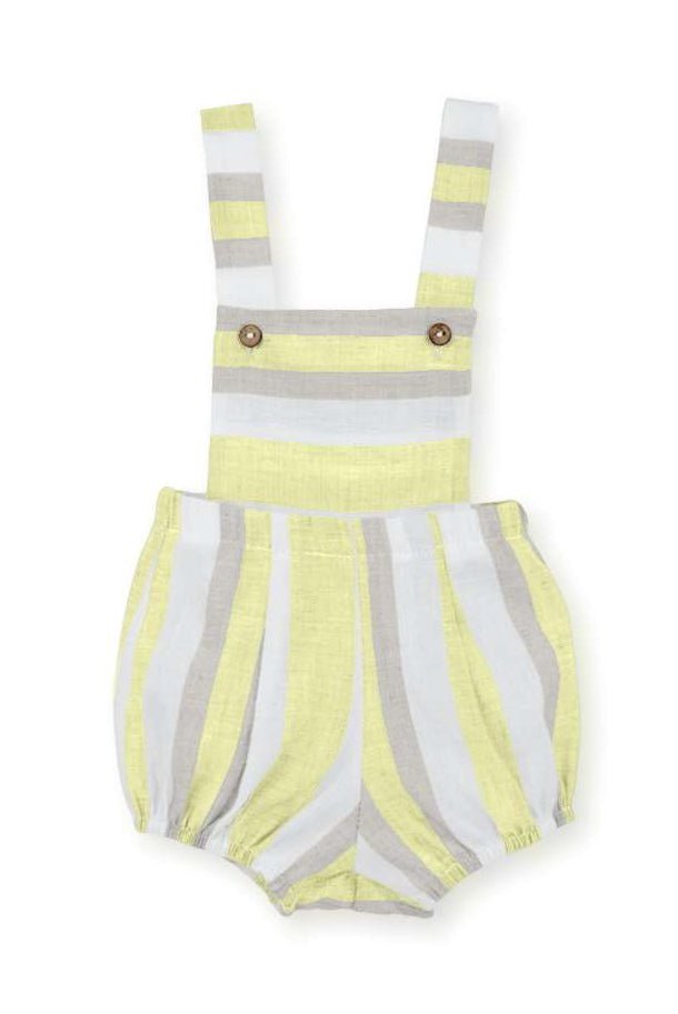 Mac Ilusión "Otis" Striped Linen Dungaree Romper - Millie and John