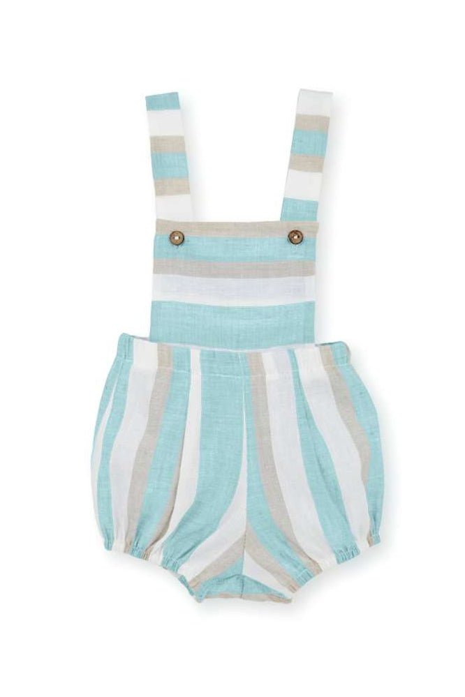 Mac Ilusión "Otis" Striped Linen Dungaree Romper - Millie and John