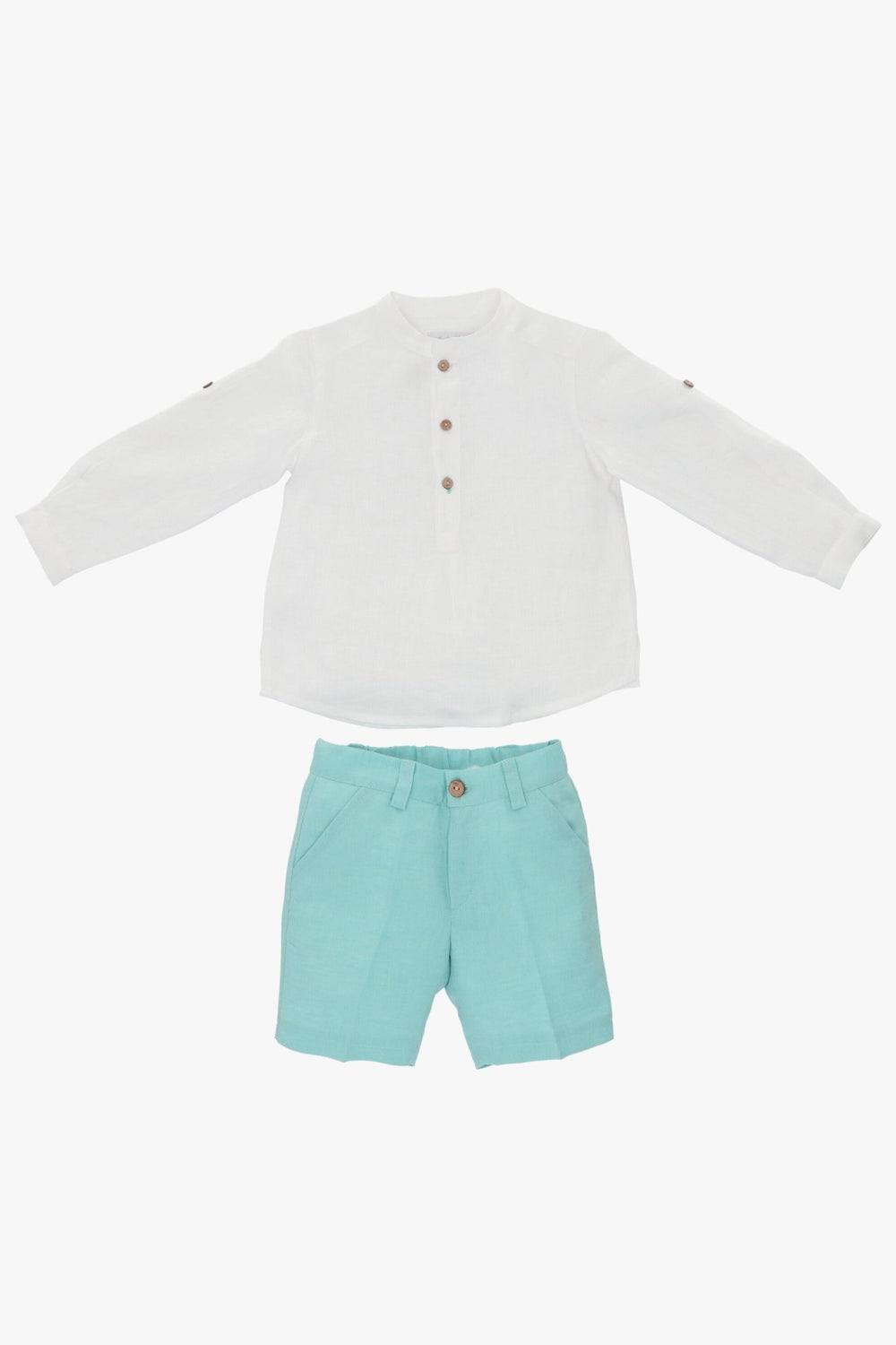 Martín Aranda "Emre" Linen Shirt & Duck Egg Shorts - Millie and John