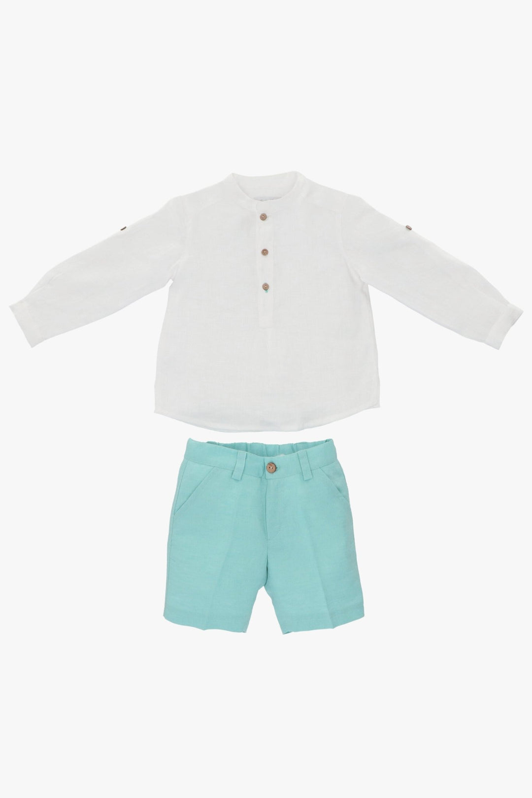 Martín Aranda "Emre" Linen Shirt & Duck Egg Shorts - Millie and John