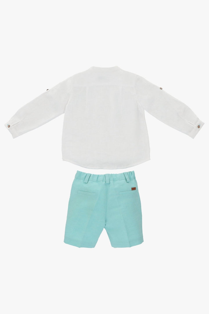 Martín Aranda "Emre" Linen Shirt & Duck Egg Shorts - Millie and John