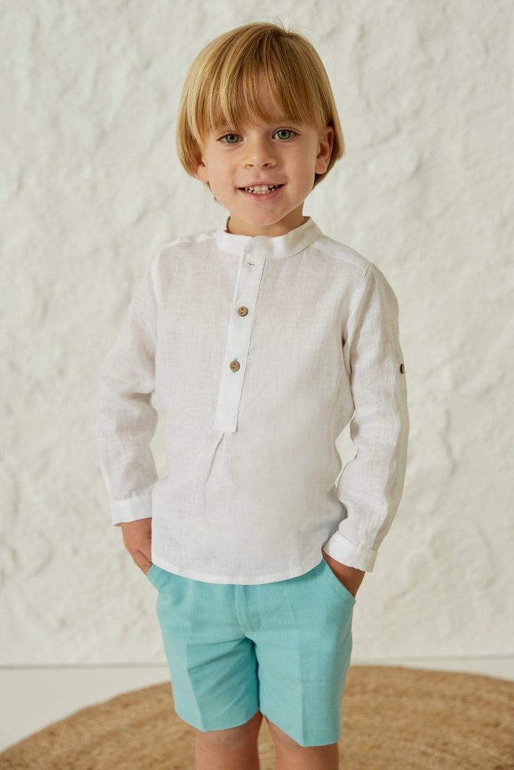 Martín Aranda "Emre" Linen Shirt & Duck Egg Shorts - Millie and John