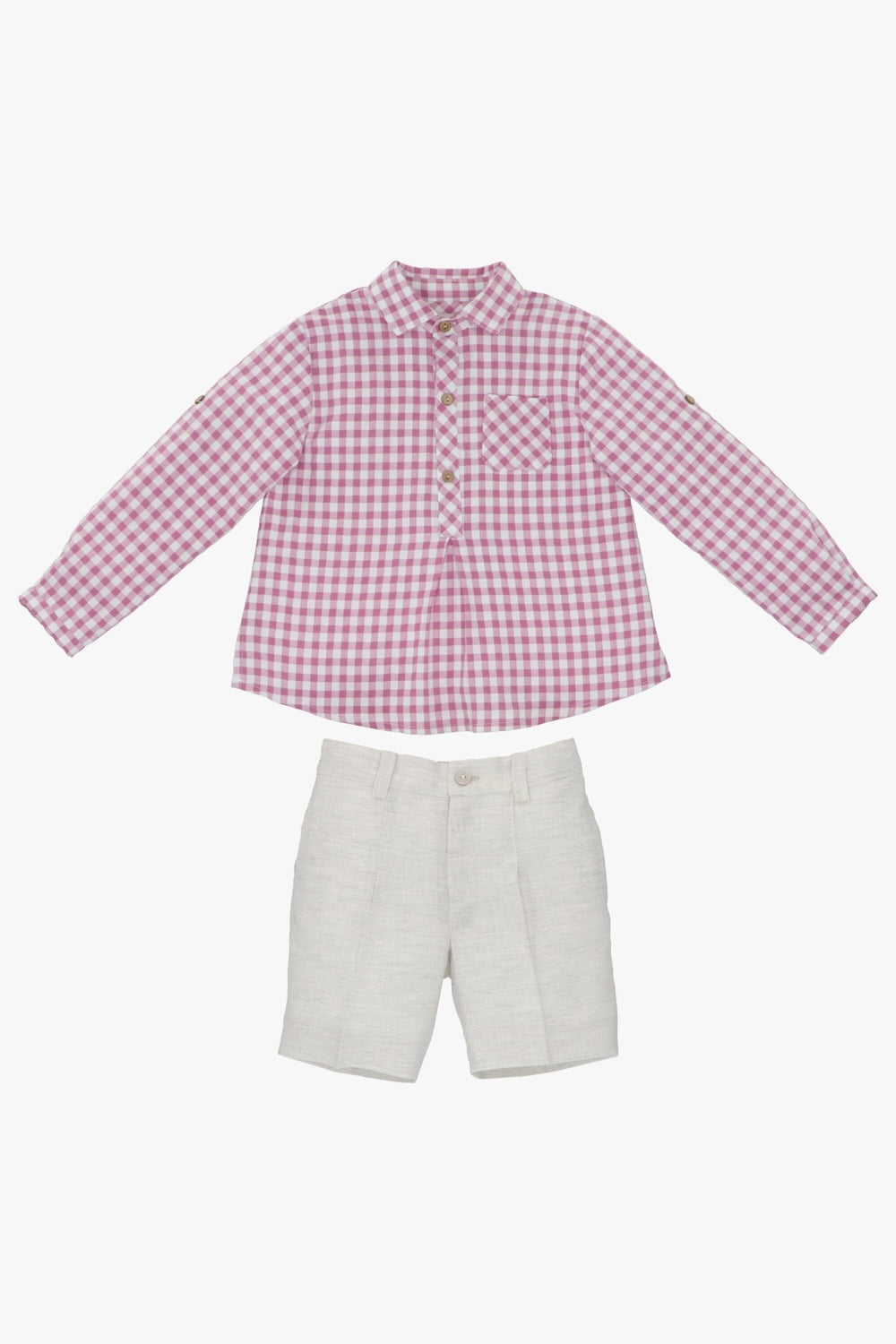 Martín Aranda "Murray" Orchid Purple Gingham Shirt & Shorts - Millie and John