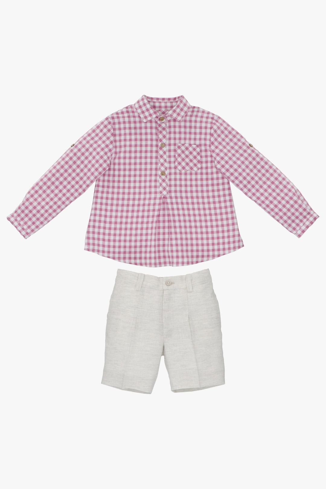 Martín Aranda "Murray" Orchid Purple Gingham Shirt & Shorts - Millie and John