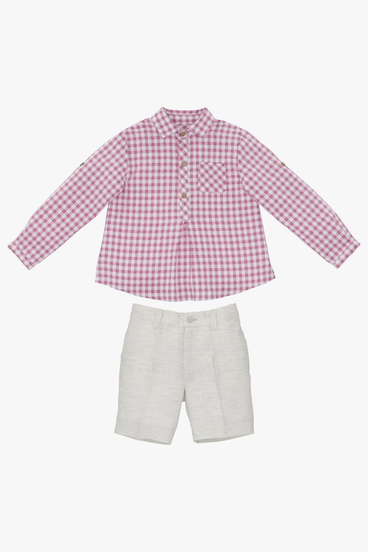 Martín Aranda "Murray" Orchid Purple Gingham Shirt & Shorts - Millie and John