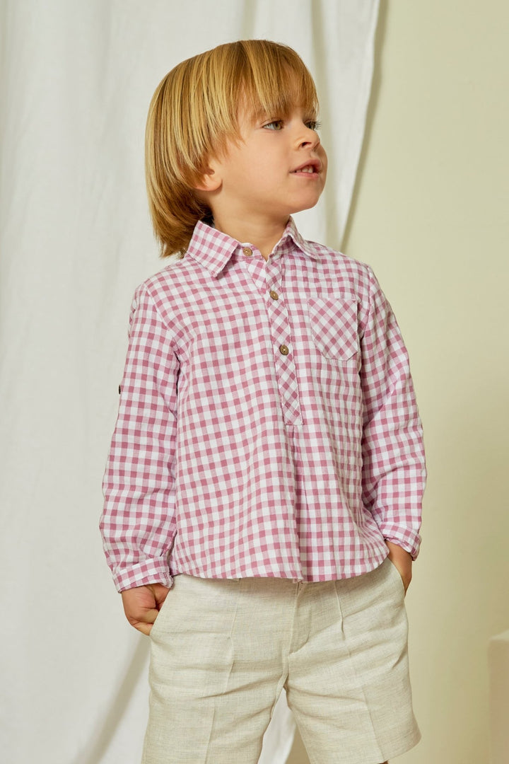 Martín Aranda "Murray" Orchid Purple Gingham Shirt & Shorts - Millie and John