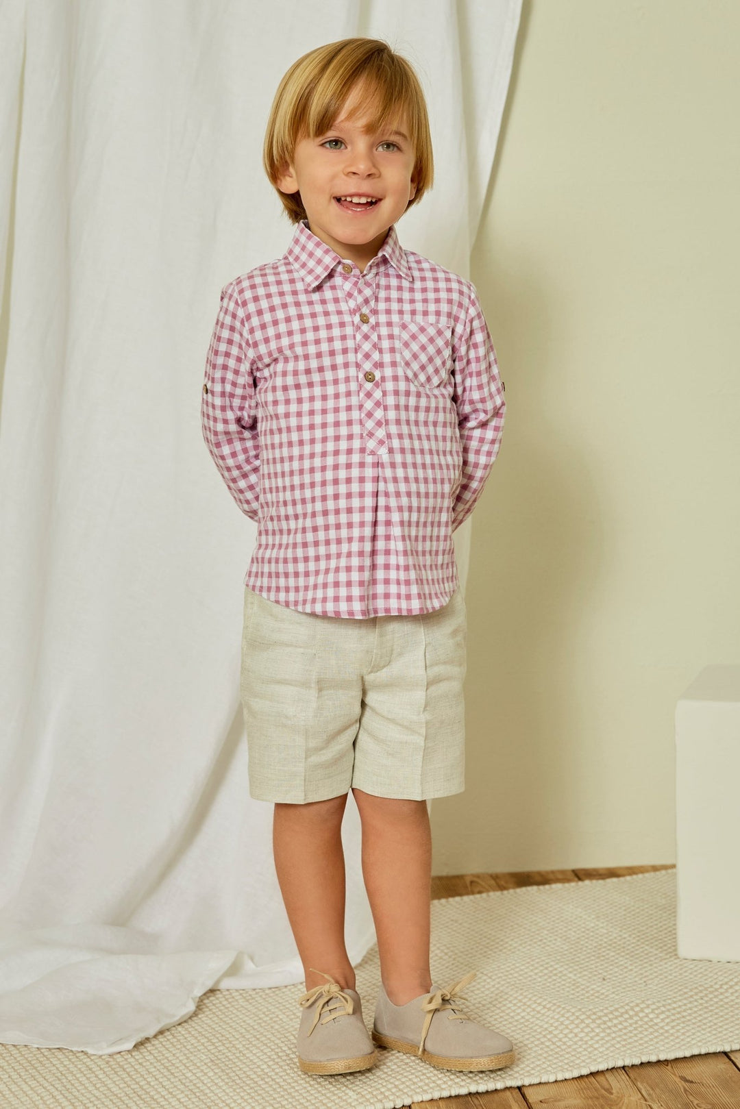 Martín Aranda "Murray" Orchid Purple Gingham Shirt & Shorts - Millie and John
