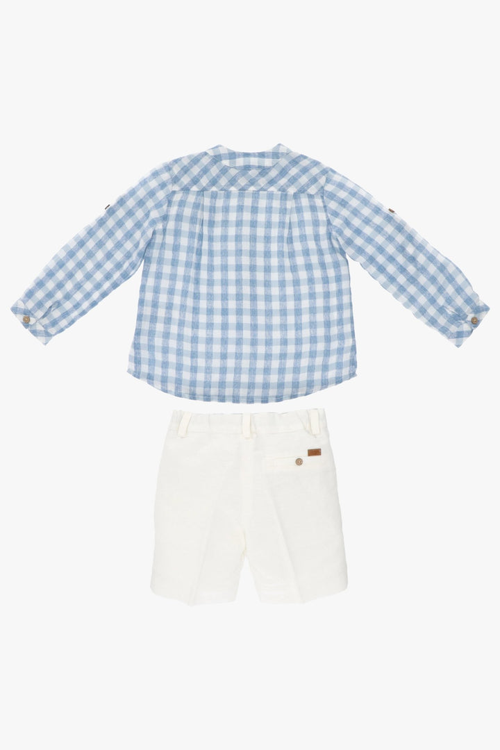 Martín Aranda "Oberon" French Blue Gingham Shirt &amp; Shorts - Millie and John