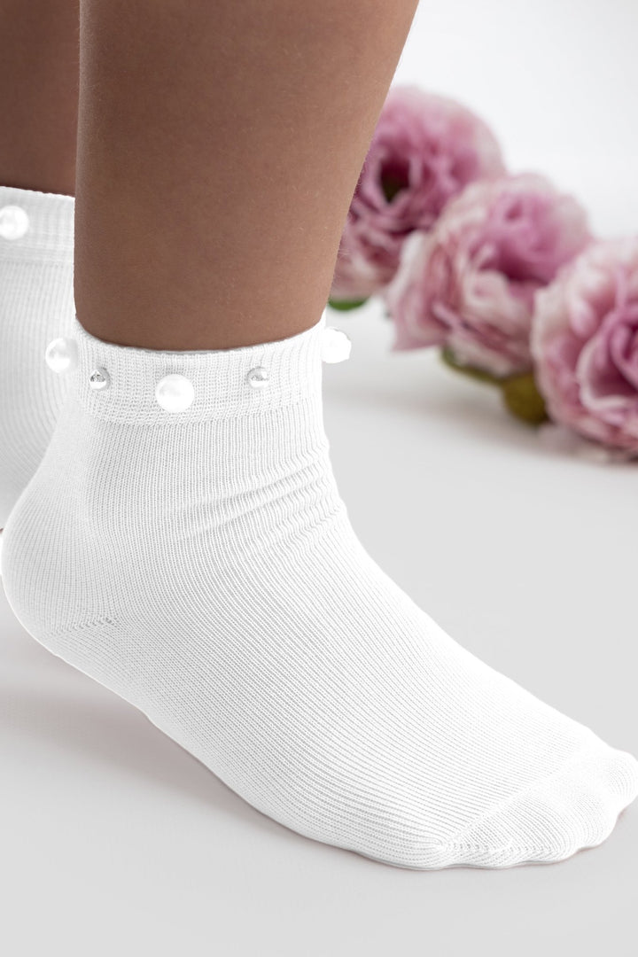 Meia Pata White Pearl Ankle Socks - Millie and John
