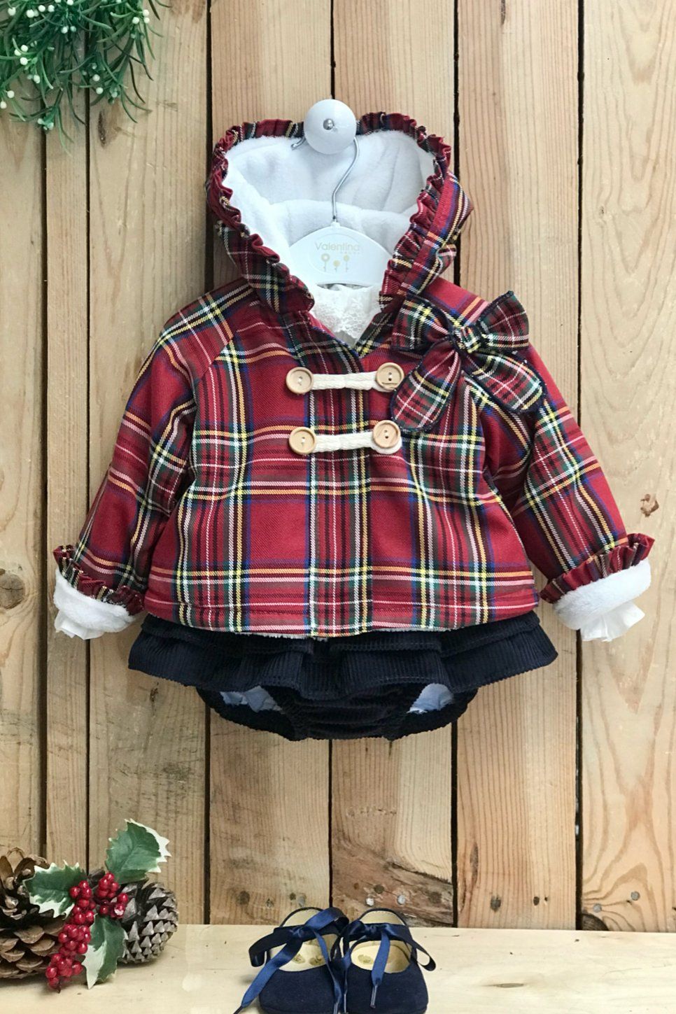 Valentina Bebes "Melody" Red Tartan Coat, Blouse & Bloomers | Millie and John
