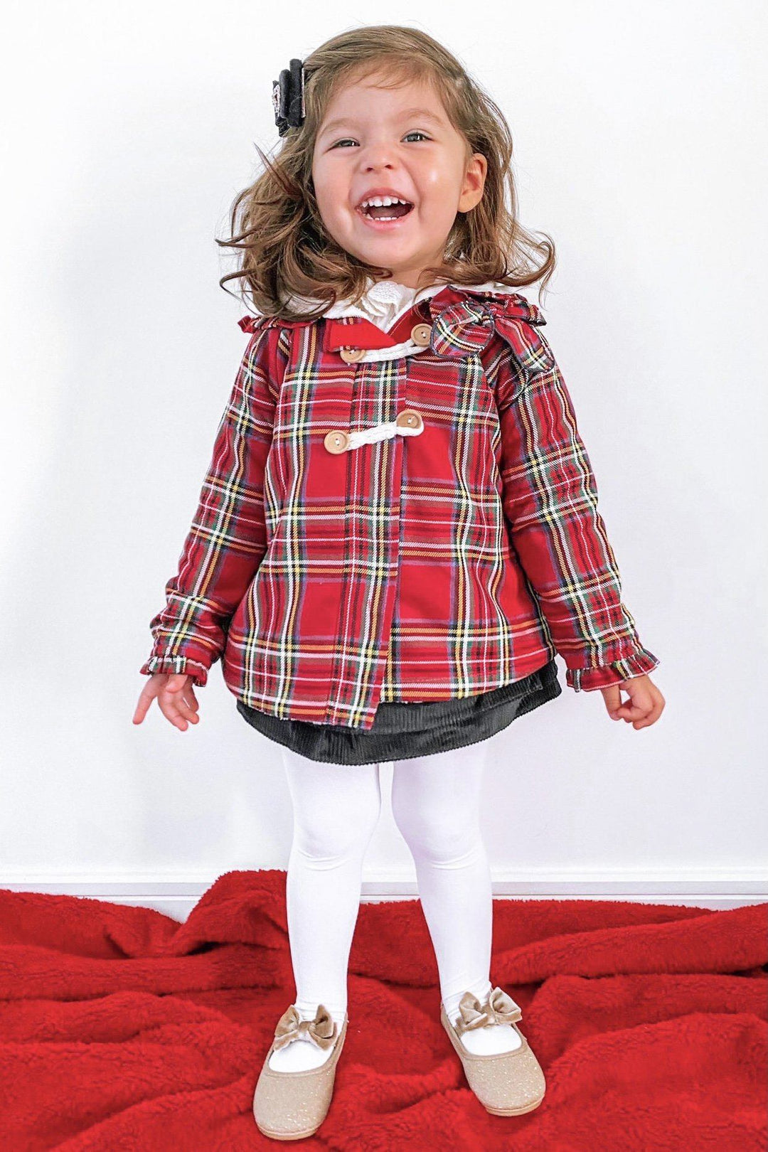 Valentina Bebes "Melody" Red Tartan Coat, Blouse & Bloomers | Millie and John