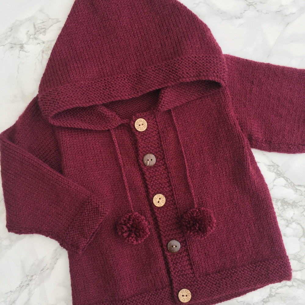 Millie and John Bespoke Bespoke Burgundy Pom Pom Hoodie - Millie and John