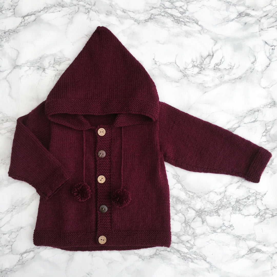 Millie and John Bespoke Bespoke Burgundy Pom Pom Hoodie - Millie and John