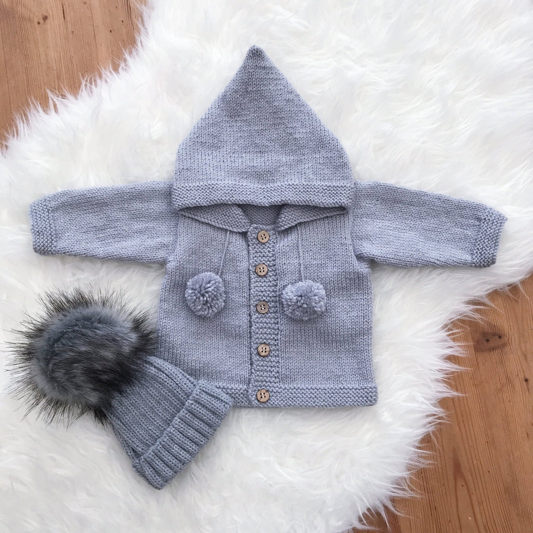 Millie and John Bespoke Bespoke Grey Pom Pom Hoodie - Millie and John