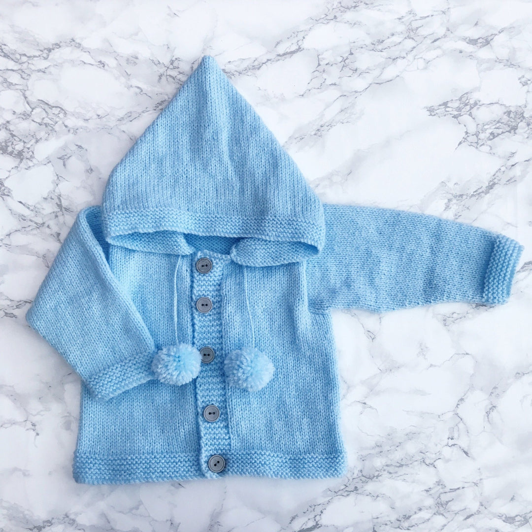 Millie and John Bespoke Bespoke Light Blue Pom Pom Hoodie - Millie and John