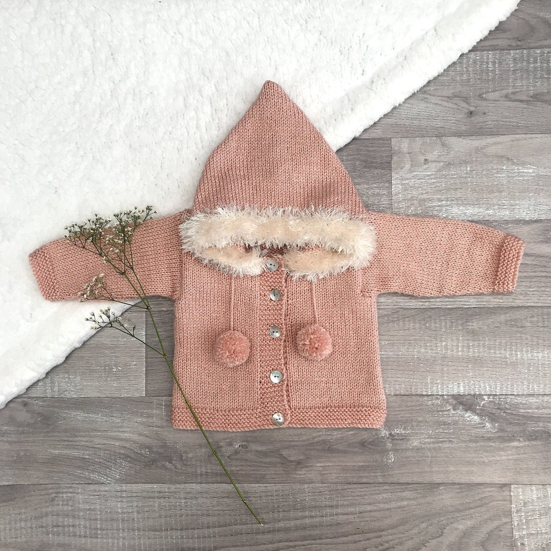 Millie and John Bespoke Bespoke Sparkly Dusky Peach Faux Fur Hoodie - Millie and John