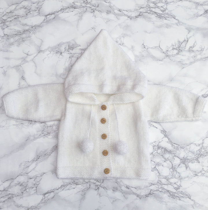 Millie and John Bespoke Bespoke White Pom Pom Hoodie - Millie and John
