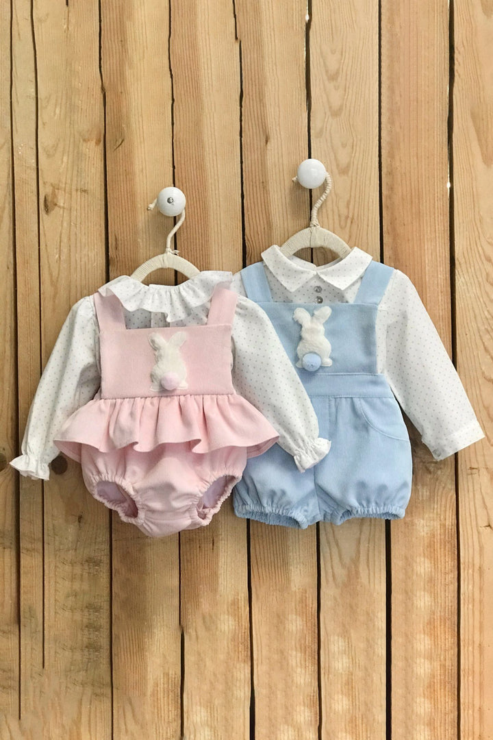 Valentina Bebes "Myles" Blue Bunny Romper Set | Millie and John