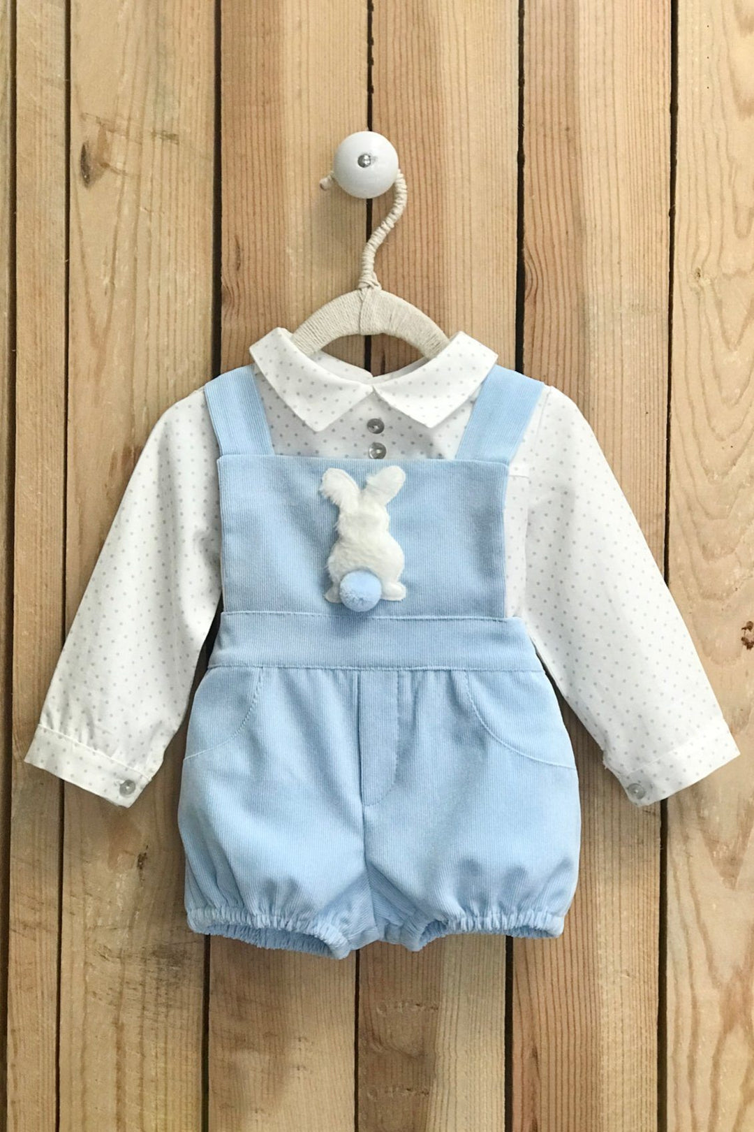 Valentina Bebes "Myles" Blue Bunny Romper Set | Millie and John