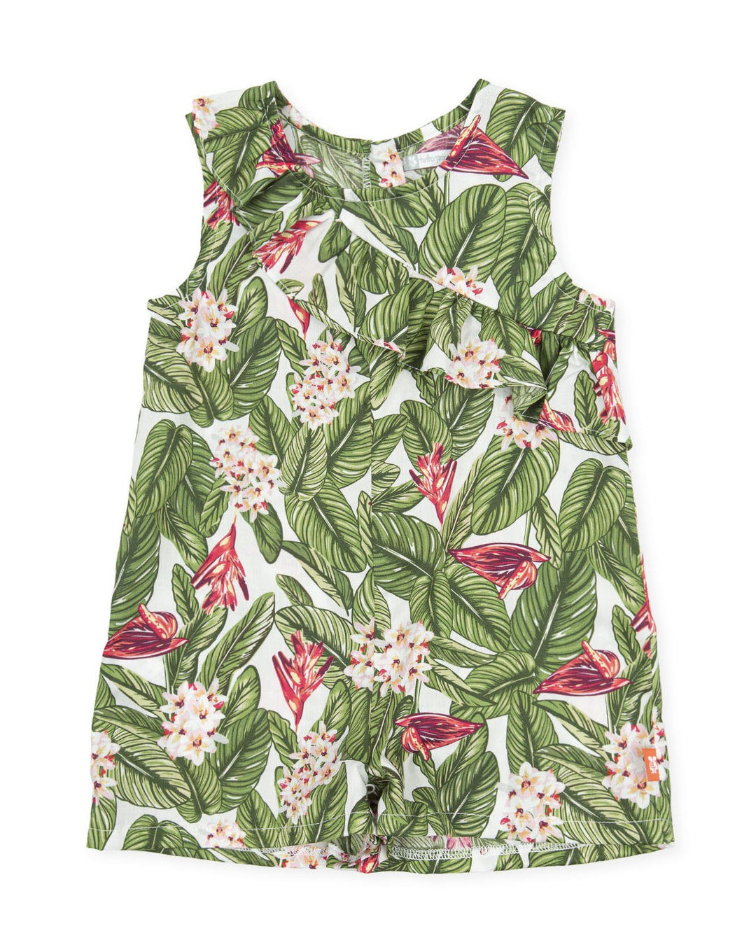 Tutto Piccolo "Nola" Green Palm Leaf Playsuit | Millie and John