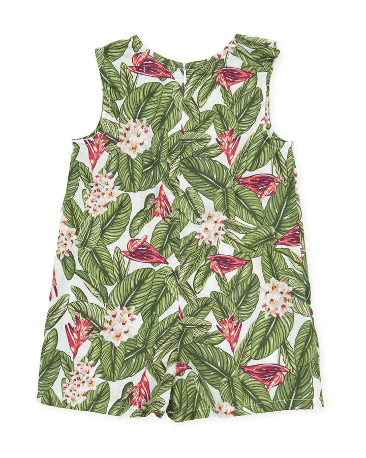 Tutto Piccolo "Nola" Green Palm Leaf Playsuit | Millie and John
