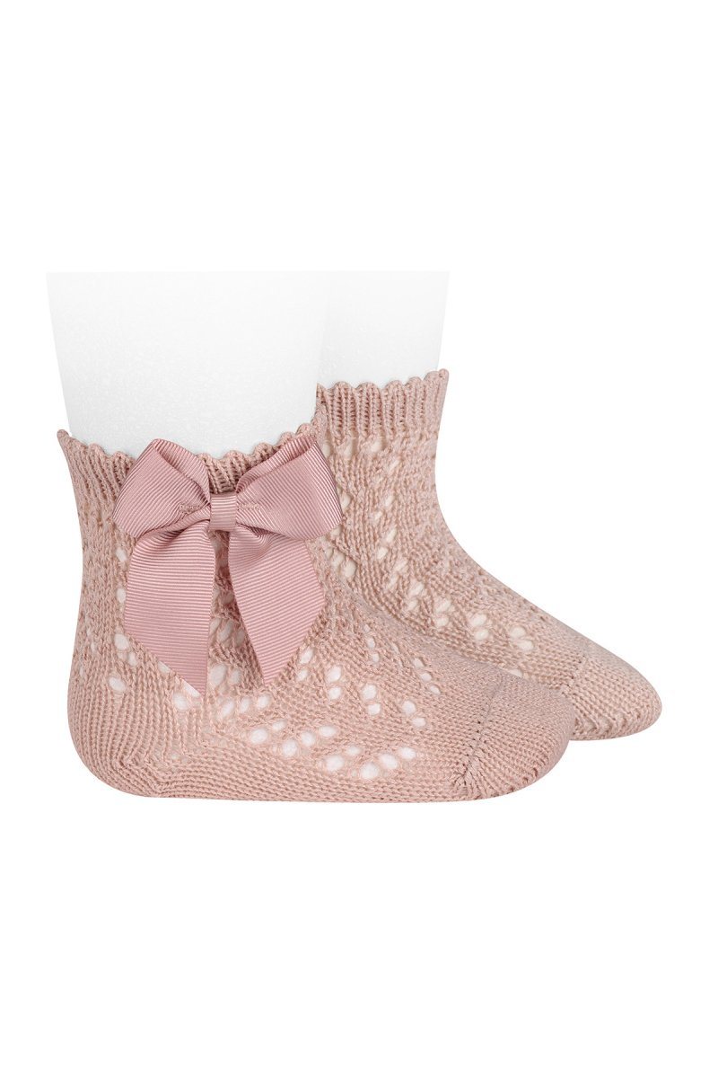 Condor Old Rose Ankle Openwork Bow Socks | Millie and John