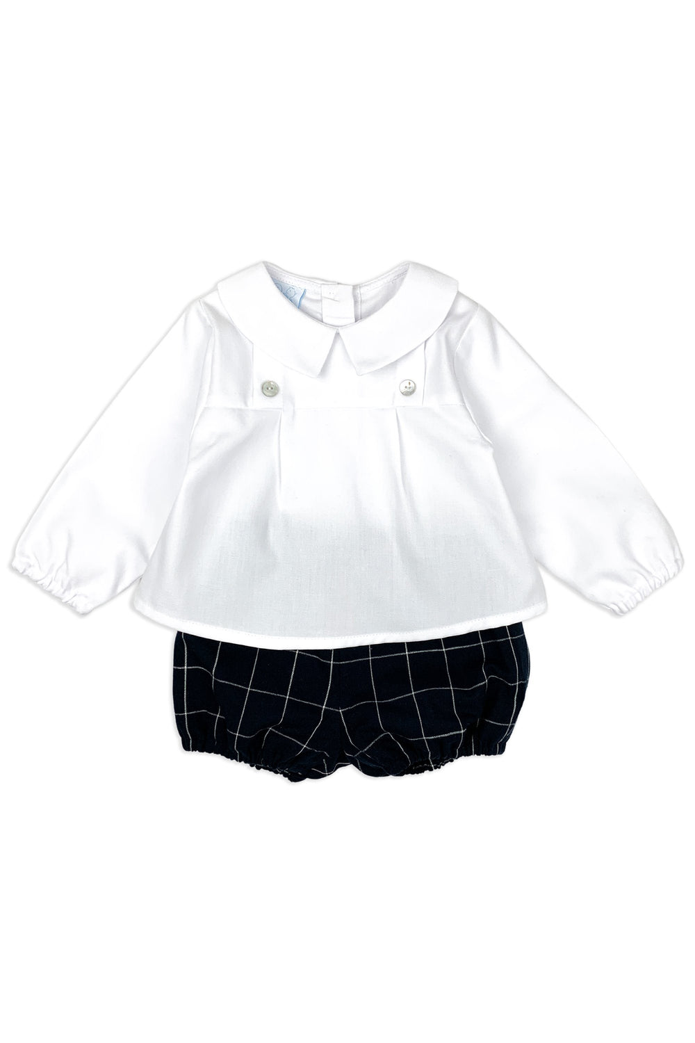 Granlei "Otis" White Shirt & Navy Check Jam Pants | Millie and John