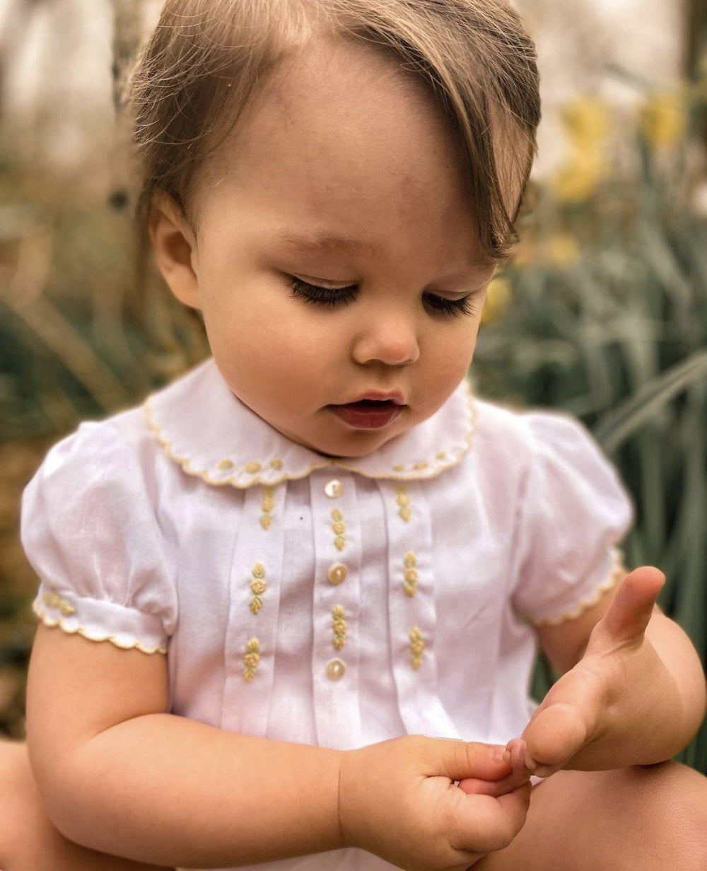 Sarah Louise "Paisley" Lemon Embroidered Blouse & Bloomers | Millie and John