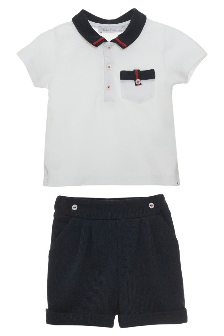 Patachou "Lawson" Navy & Red Polo Shirt & Shorts - Millie and John